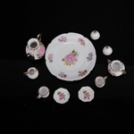 2x8 Pçs 1/6 Dollhouse Rosa Ouro Rimmed China Porcelana Conjunto De Chá Copo Placa