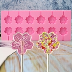 12-Buracos Mold com Sakura Silicone Lollipop 20Pcs Varas DIY Fondant bolo de Chocolate Cozinha Bakeware
