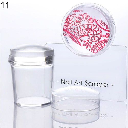 1 Conjunto Claro Jelly Nail Art Stamping Placa Stamper Raspador Manicure Diy Kit de Ferramentas