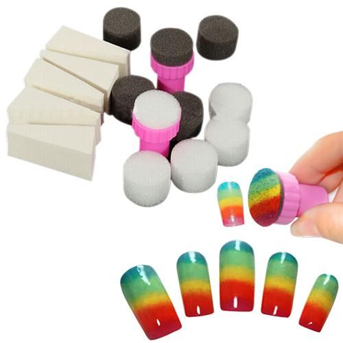 1 Conjunto Nail Art Kits Sponge Stamper Sombra de Transferência Template Polonês Manicure Ferramenta