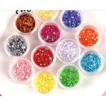 12 Cores / Set Heart Glitter Slices Filler Para Dicas Art Nails / Bolas Slime For Kids Lizun DIY Acessórios Suprimentos Decoração