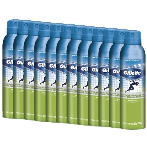 12 Desodorantes Antitranspirante Gillette Power Rush 93g