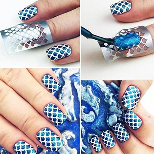 1 Folha Mulheres Beleza Nail Art Manicure Oco Stencil Stickers Nails Stamping Diy