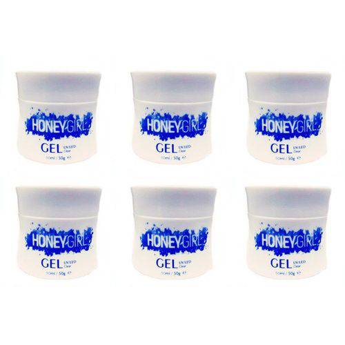 12 Gel Clear Transparente Honey Girl 50 Gr para Unhas Gel e Acrigel Azul