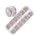 12 Grade imitação de diamante Nail Art Box Mineral Jóias Mixed prego noiva Fototerapia ferramenta DIY