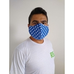 1 Máscara Proteção Rosto Higiênica em Tecido Algodão com Forro em Tricoline Reutilizável Azul Estampada