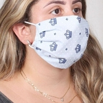1 Máscara Proteção Rosto Higiênica em Tecido Algodão com Forro em Tricoline Reutilizável Estampada