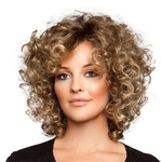 12 inches Afro Kinky Curly Synthetic Wigs Short Wig for Women Female Women's Blonde Brown Wigs(Color:Blonde)