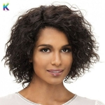 12 inches Women Fashion Fluffy afro hair wig with bangs Color Brown Synthetic african american curly wigs for women