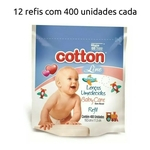 12 Refil Lenços Umedecidos com 400 Unidades Cotton Baby