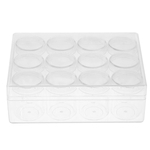 12 Slots Plastic Clear Rectangle Box + 20g/15g Round Container Bottles Tiny Jars