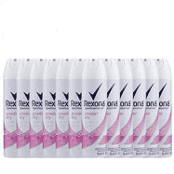 12 UNIDADES Desodorante Aerosol Antitranspirante Unissex - Rexona Motion Sense Powder Dry 150ml