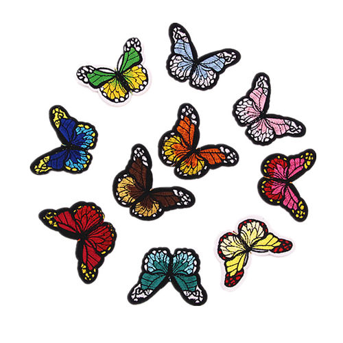 10 cores Patches borboleta para roupa ferro em apliques bordados roupas de verão Tecido Badges DIY Vestuário Acessórios