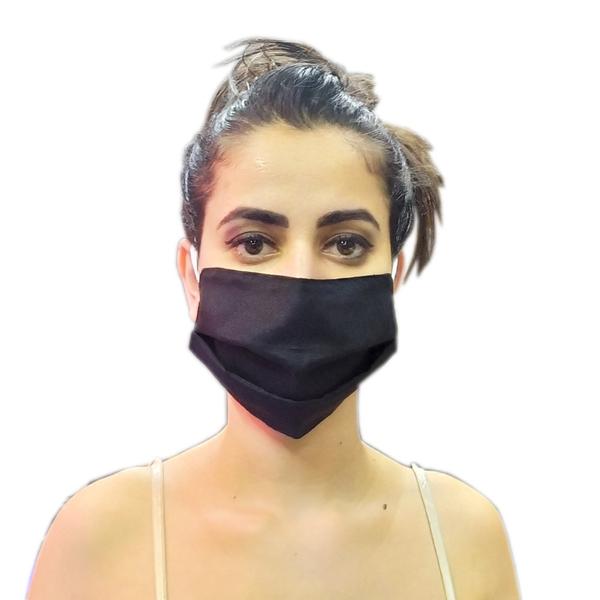 10 Máscara Reutilizável Duplo Tecido com Elástico Preta - Importado