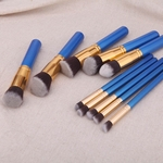 10 Pcs Maquiagem De Madeira Escova Kit Profissional Conjunto Cosmético Dourado Virola Azul H10949BL-G