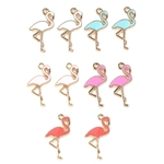 10 Peças DIY Esmalte Flamingo Encantos Pingente Jóias Fazendo Descobertas 14x26mm