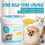 120 Peças Pet Dog Cat Puppy Ear Grooming Toalhetes com cera molhada Lágrima