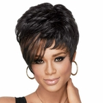 10 inches Fashion Women Synthetic Wigs Short Curly Black Mix Brown Hair Wig Hat Natural full wig
