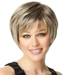 10 inches Women Fashion Wig Beautiful boy cut Short pixie wigs for women Straight style Synthetic Blonde wig