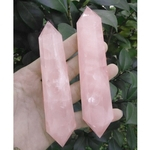 100% Natural Rosa Rosa Cristal Quartzo Pedra Ponto Duplo Terminado Varinha Cura