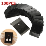 100 PCS 5.2 cm x 3.7 cm Brinco Ear Studs Display Hanging Holder Jóias Cartões de plástico preto pendurar