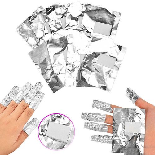 100 Pcs Folha de Alumínio Prego Wraps Nail Art Soak Off Acrílico Gel Polonês Removedor