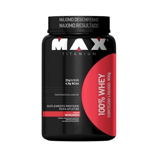 100% Whey Max Titanium 900G - Morango