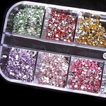 1200x Bling 2mm Mixed Color Nail Art Tips Acrílico Manicure Nail Stickers + Case