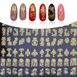 108Pcs 3D Gold Flower Nail Art Stickers Decalques Stamping DIY Decoração em relevo