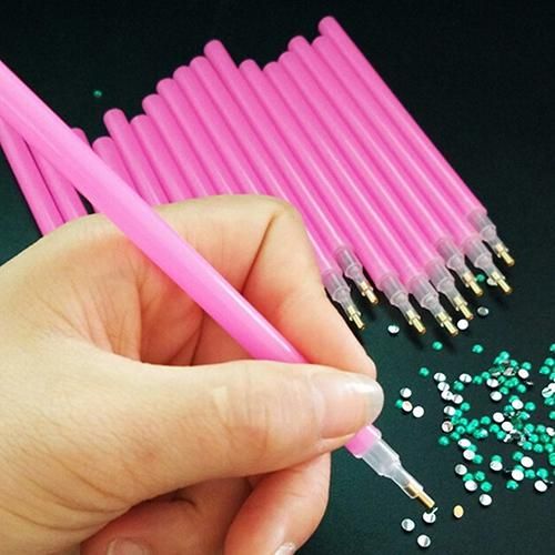 10pc Pink Nail Art Strass Picking Tools Pontilhando Escova Pencil Pen Set
