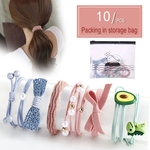 10pcs/bag High Elasticity Hair Rope Lovely Bowknot Fruit Bead Hair Ring for Kids Girls Ponytail
