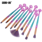 10pcs composição escova Pó Sombra Eyebwor Lip Blending Brush Set cosméticos ferramenta roxo