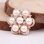 10pcs Crystal Pearl Embellishment Flower Buttons Scrapbook Craft DIY Ouro # 7