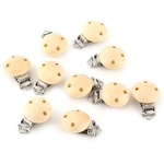 10pcs/Kit Round Wood Natural Baby Pacifier Clip Charm Infant Nipple Clasp 3 Hole
