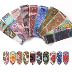 10Sheets Multicolor Flower Waterproof Nail Stickers Wraps Adesivos De Cobertura Completa