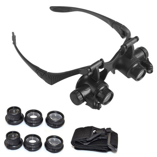 10X 15X 20X 25X de ampliação Set vidro com Headband & LED Magnifier Relojoeiro Jóias Lens Optical