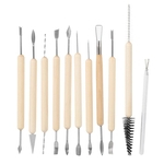 11Pcs Professional tool set for clay sculpture. Ceramic molding supplies with wooden handle
