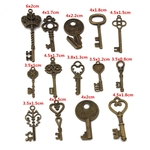 14 Assorted Antique Vintage Old Look Large Skeleton Bronze Keys Pingentes
