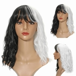 14 \\ '\\' Mulheres longo Cosplay preto branco perucas de cabelo sintético