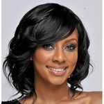 14 Inches High Temperature Wire Ombre Black Lady Short Curly Hair Wig Rose Net Wig synthetic short curly wave wig