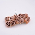 144 Mini Rosas Flores Rosinhas Artificiais de EVA com cabo e tule cor Marron