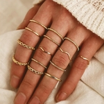 14PCS / set Mulheres Vintage delicado Concise Ring Set