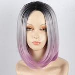 14quot; Lady Short Straight Wig Sythetic Hair Natural Mix Color Ombre Wigs New Fashion Short None Bob Wig For Cosplay Party