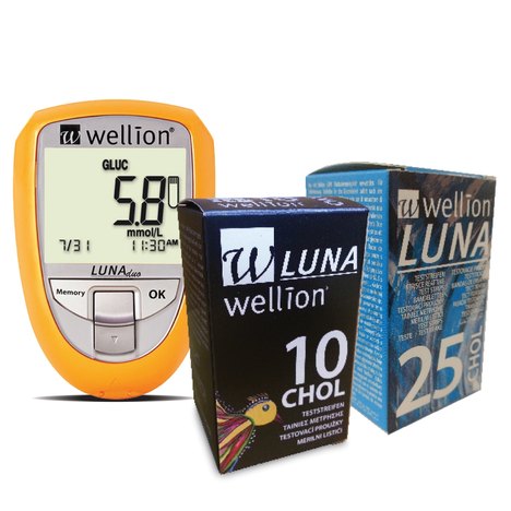 150 Tiras de Colesterol Luna (25 Unid) ) + Gratis Monitor Luna Wellion - Rosa