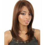 16 inches Women Fashion Stylish Women Light Brown Long Straight Partial Bangs Full Wig Heat Resistant Party Hair