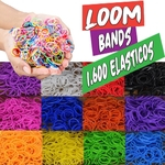 1600 Elástico Loom Bands Clips Pulseira Cores Sortidas
