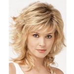 16inches Women Short Fluffy Obliques Bang Synthetic Curly Wave Blonde Hair Party Full Wig Women Fashion Long curly wig