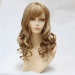18 Inch Sexy women Fashion wig Long Curly Wave Hair Wigs for Women Light Brown Curly None Lace Front Wig(Color:Light Brown)
