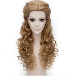 18 Inch Sexy women Fashion wig Long Curly Wave Hair Wigs Synthetic wig Light Brown Curly None Lace Front Wig(Color:Light Brown)