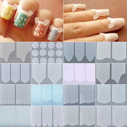 18 Pacotes Francês Estêncil Nail Art Forma Franja Guias Manicure Diy Adesivos Dicas